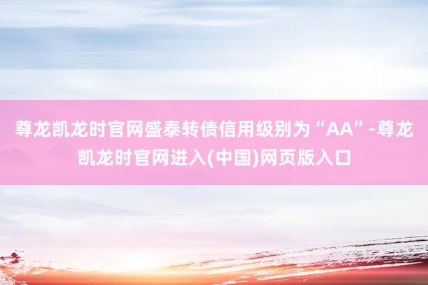 尊龙凯龙时官网盛泰转债信用级别为“AA”-尊龙凯龙时官网进入(中国)网页版入口