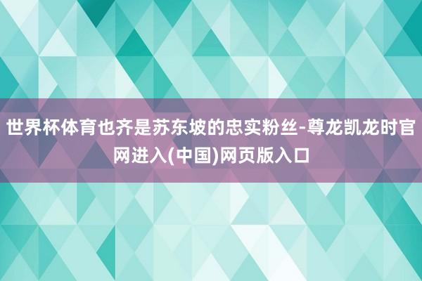 世界杯体育也齐是苏东坡的忠实粉丝-尊龙凯龙时官网进入(中国)网页版入口
