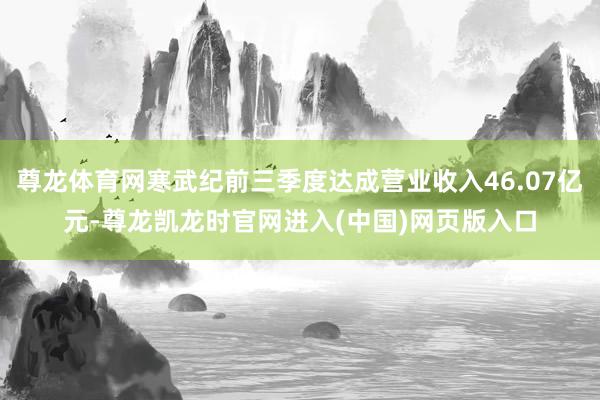 尊龙体育网寒武纪前三季度达成营业收入46.07亿元-尊龙凯龙时官网进入(中国)网页版入口