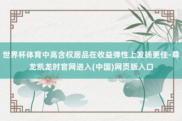 世界杯体育中高含权居品在收益弹性上发扬更佳-尊龙凯龙时官网进入(中国)网页版入口